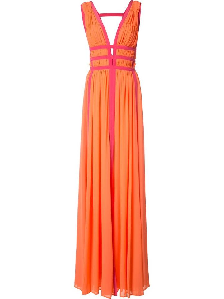 Nicole Miller Gathered V-neck Dress, Women's, Size: 6, Yellow/orange, Silk/polyester