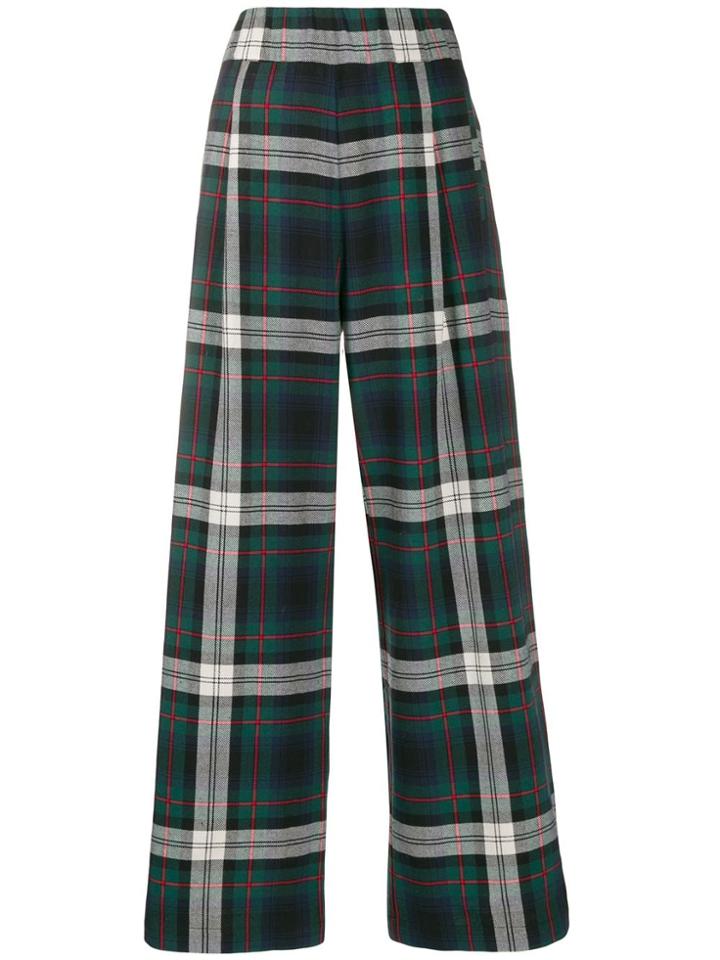 Semicouture High Waisted Check Trousers - Green
