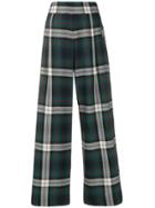 Semicouture High Waisted Check Trousers - Green