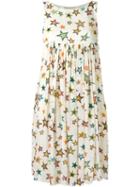Saint Laurent Star Print Babydoll Dress, Women's, Size: 36, White, Viscose/silk