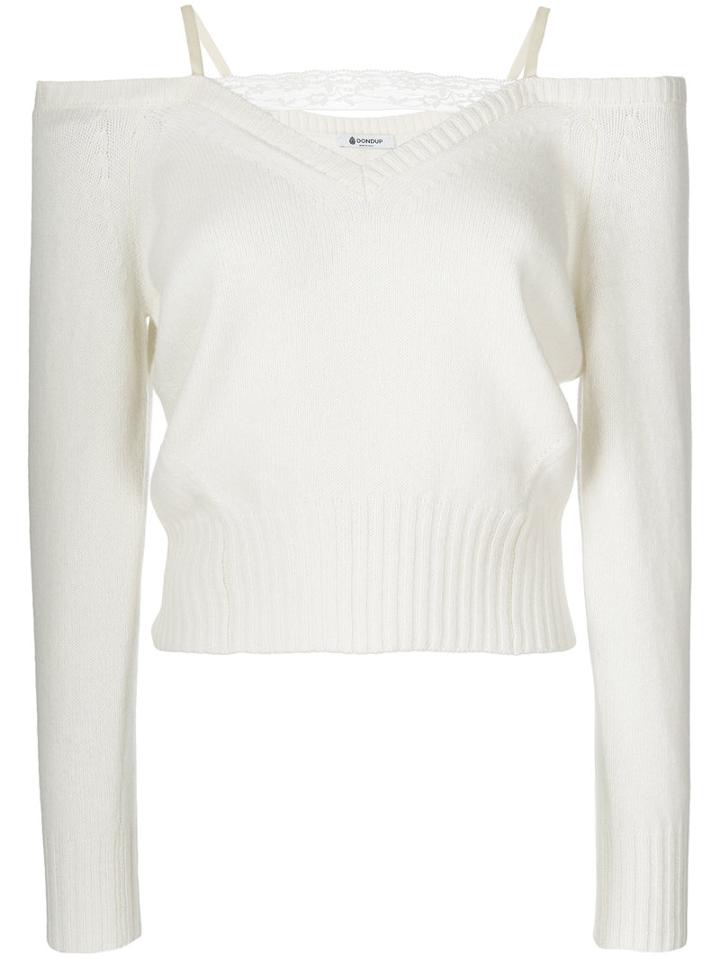 Dondup - Cold Shoulder Top - Women - Polyamide/spandex/elastane/cashmere/merino - Xs, White, Polyamide/spandex/elastane/cashmere/merino