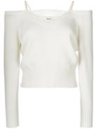 Dondup - Cold Shoulder Top - Women - Polyamide/spandex/elastane/cashmere/merino - Xs, White, Polyamide/spandex/elastane/cashmere/merino
