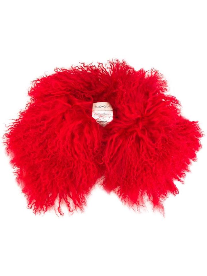 Moncler - Textured Shearling Collar - Women - Polyester/lamb Fur - One Size, Women's, Red, Polyester/lamb Fur