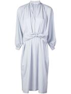 Tome Midi Shirt Dress With Sleeves-knot - Blue