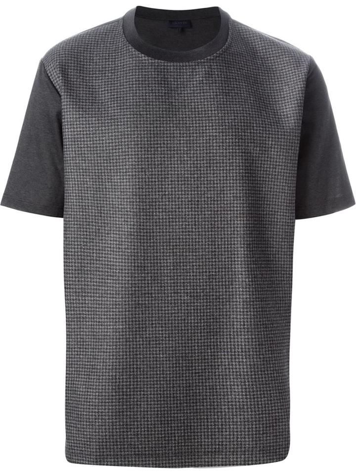 Lanvin Houndstooth Print T-shirt, Men's, Size: Xs, Grey, Cotton/wool/polyester