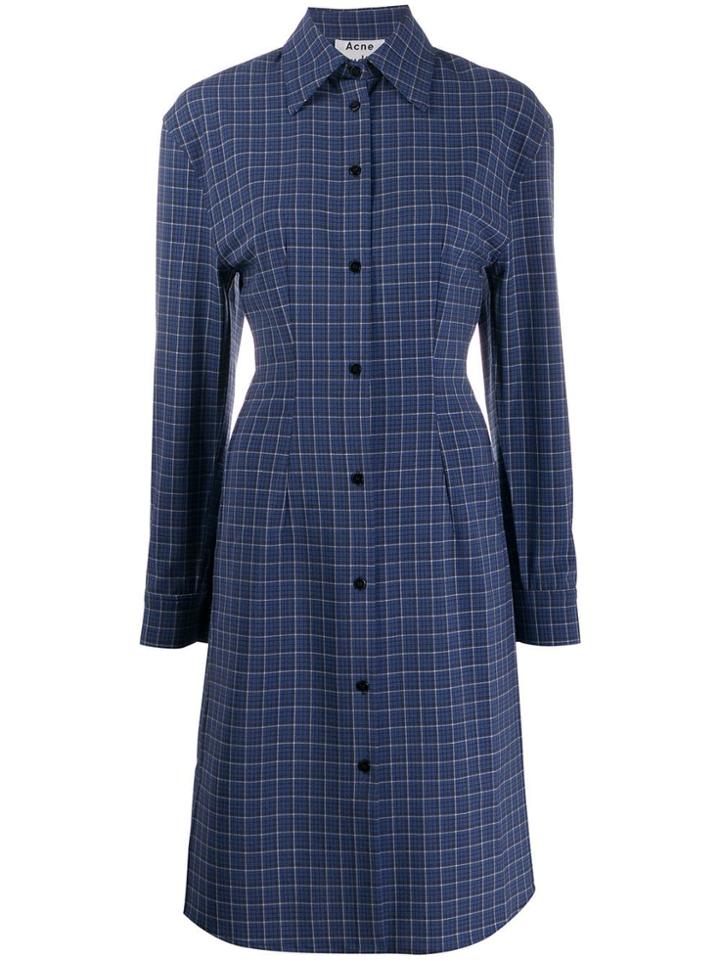 Acne Studios Checked Shirt Dress - Blue