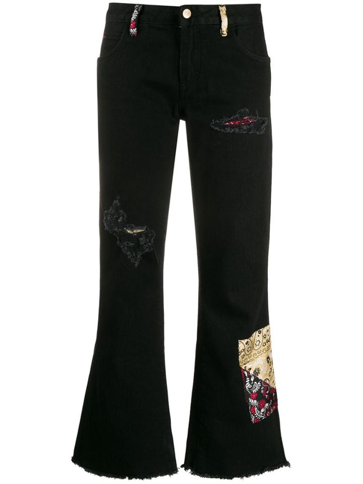 Mumofsix Bandana Patch Ripped Jeans - Black