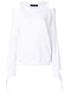 Federica Tosi Cold Shoulder Ripped Sweatshirt - White