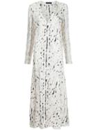 Calvin Klein Collection Splatter Print Midi Dress, Women's, Size: 40, White, Viscose