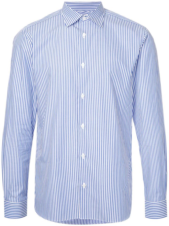 Kent & Curwen Striped Shirt, Men's, Size: Large, Blue, Cotton