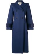 Fendi Embellished Double Breasted Coat - Blue