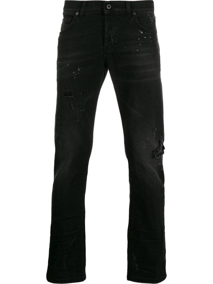 Dondup Mius Distressed Slim Fit Jeans - Black