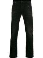 Dondup Mius Distressed Slim Fit Jeans - Black