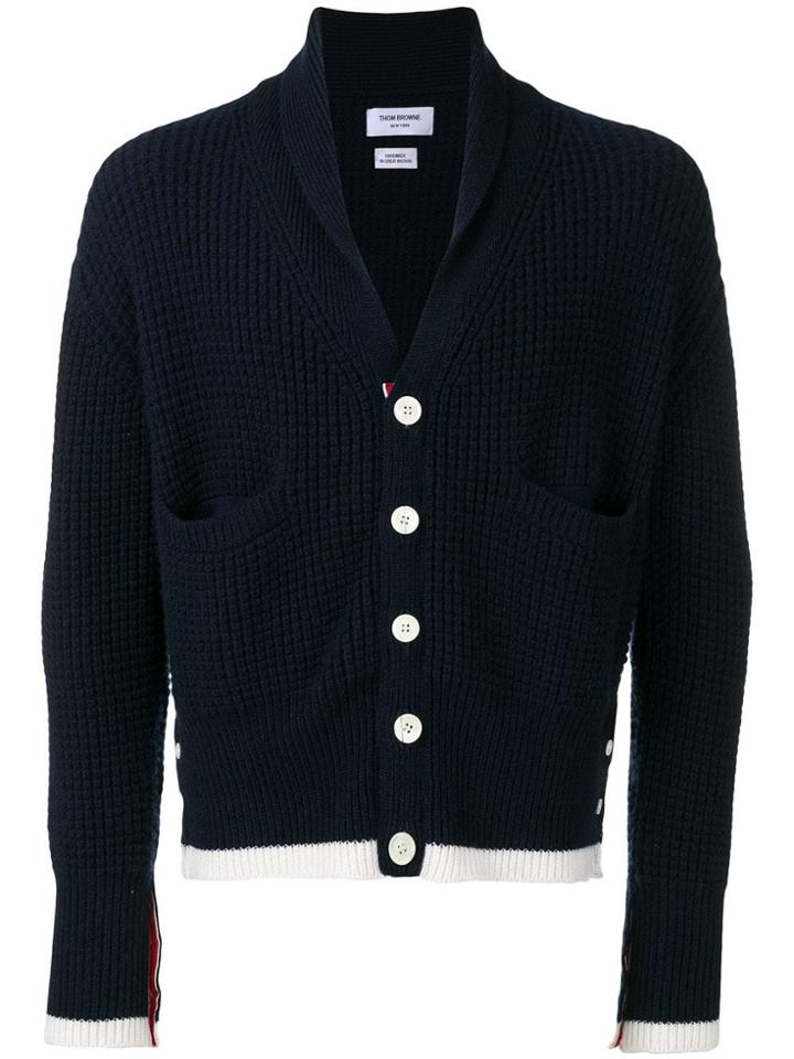 Thom Browne Tipping Stripe Chunky Cardigan - Blue