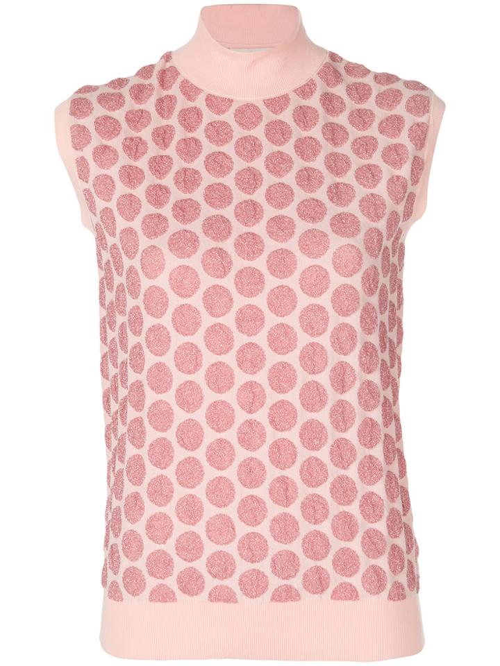 Marni Spotted Sleeveless Turtle Neck Sweater - Pink & Purple