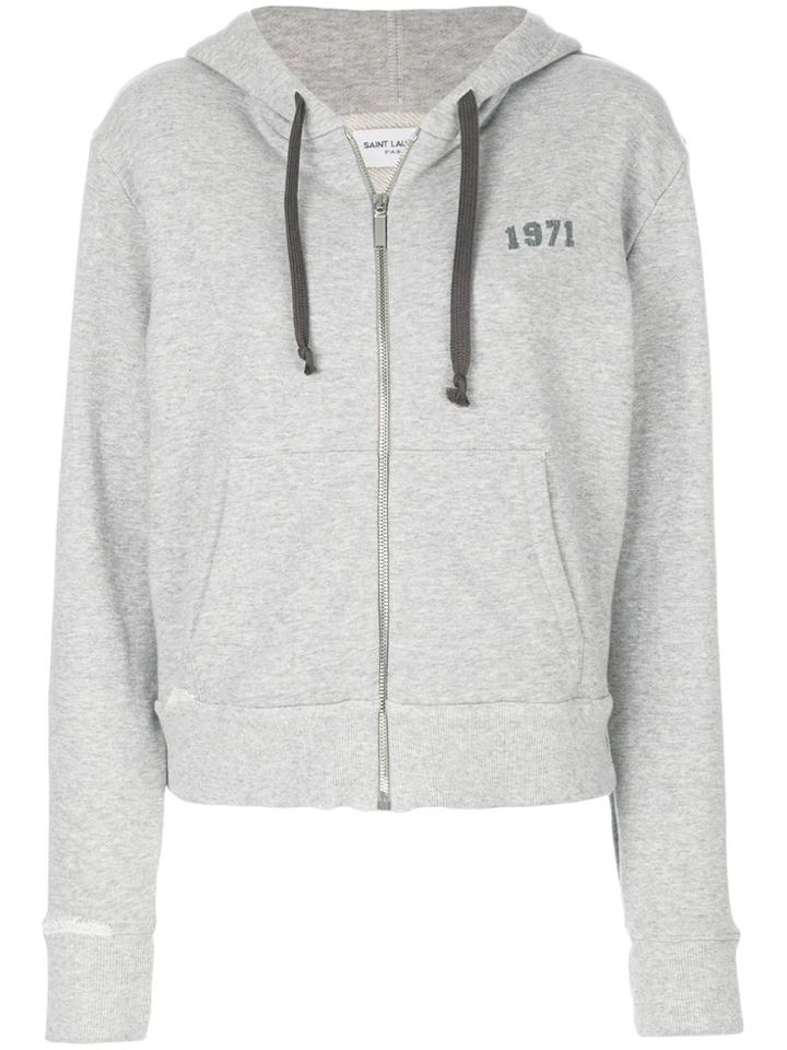 Saint Laurent Zipped Hoodie - Grey