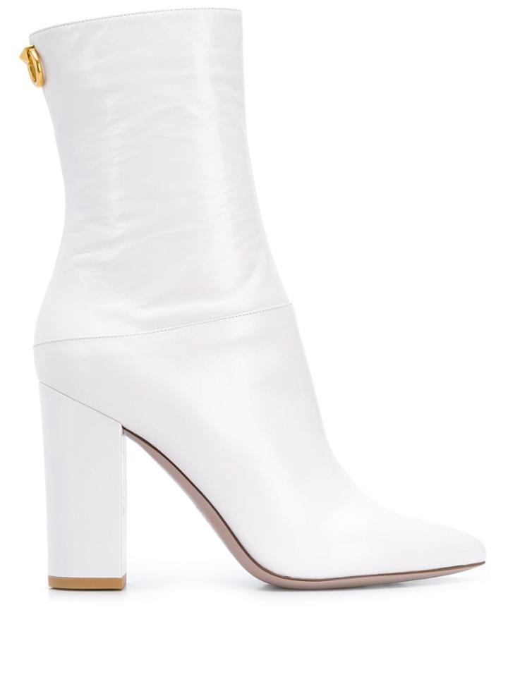 Valentino Valentino Garavani Ringstud 100mm Ankle Boots - White