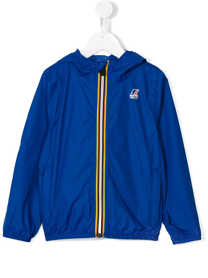 K Way Kids Logo Print Cagoule Jacket, Boy's, Size: 12 Yrs, Blue