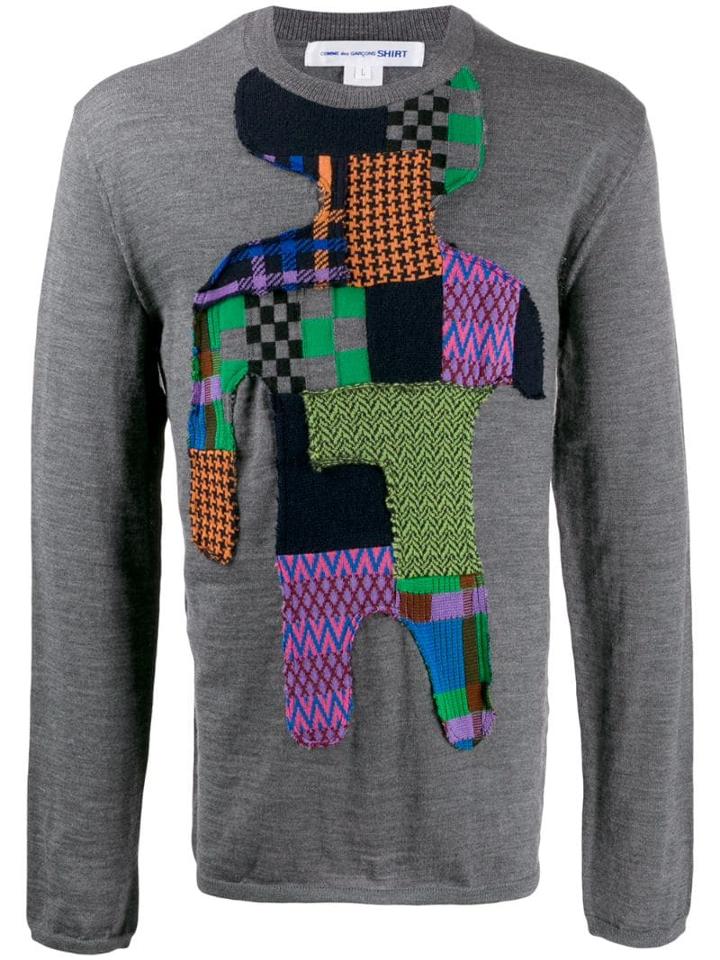 Comme Des Garçons Shirt Patchwork Knit Jumper - Grey