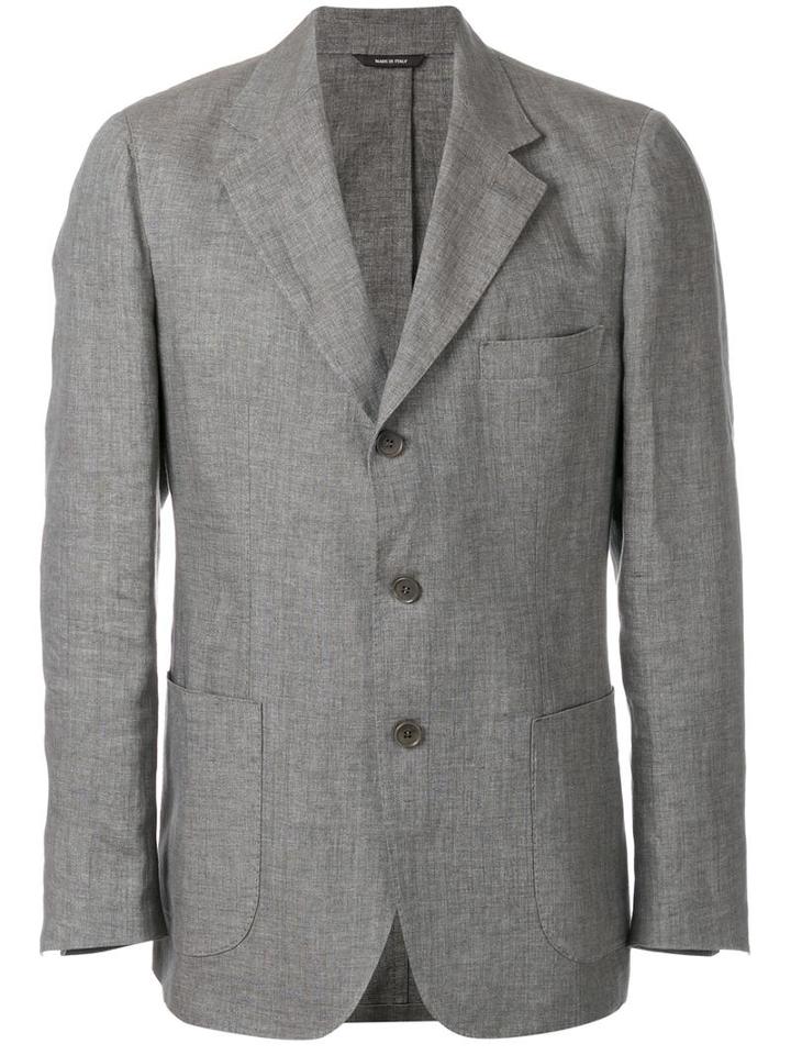 Loro Piana Two Button Blazer, Men's, Size: 50, Grey, Linen/flax/polyester