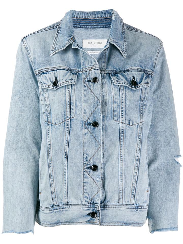 Rag & Bone Distressed Denim Jacket - Blue