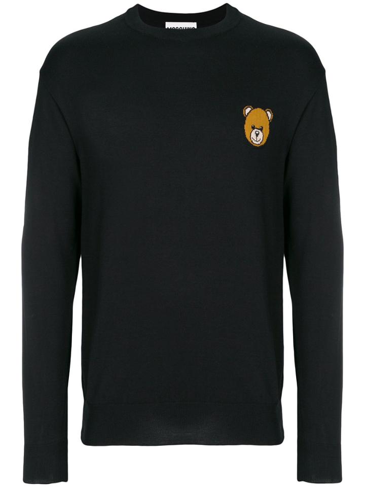 Moschino Bear Crest Crewneck Sweater - Black
