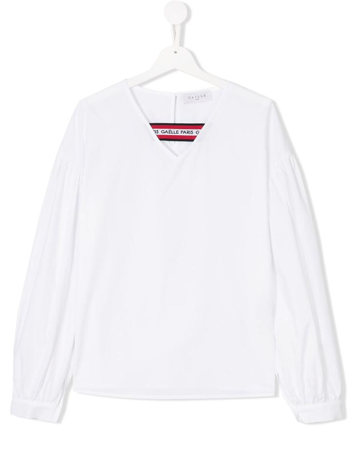 Gaelle Paris Kids V-neck Fluid Blouse - White