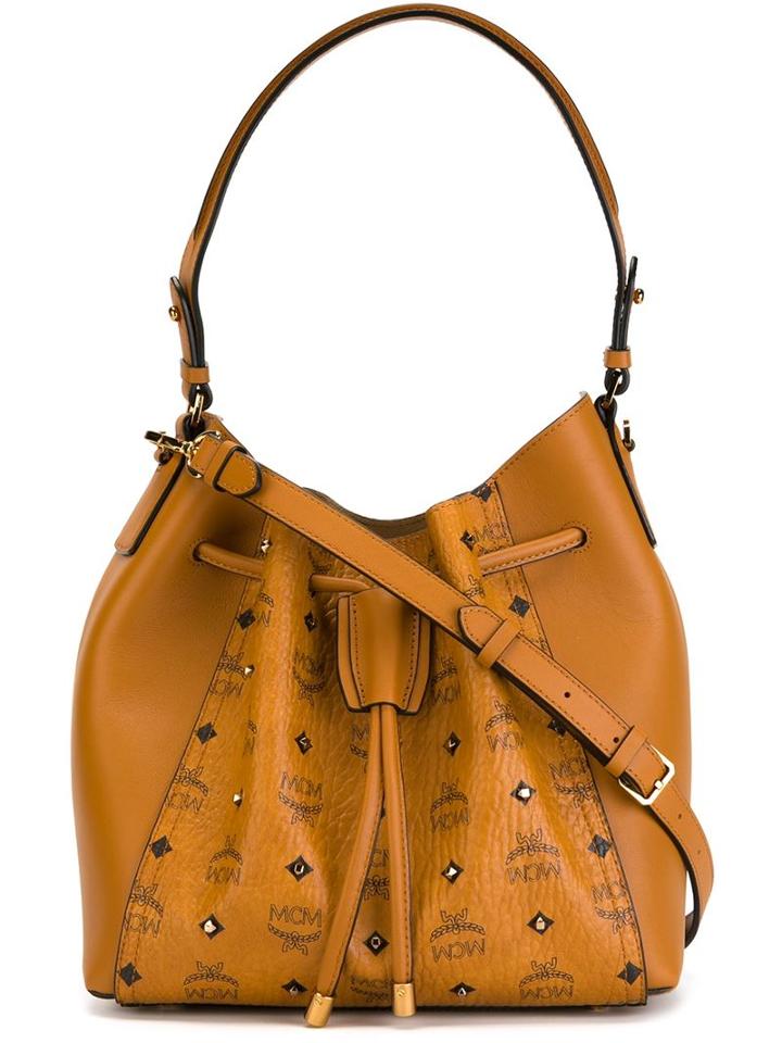 Mcm Drawstring Shoulder Bag, Nude/neutrals, Calf Leather