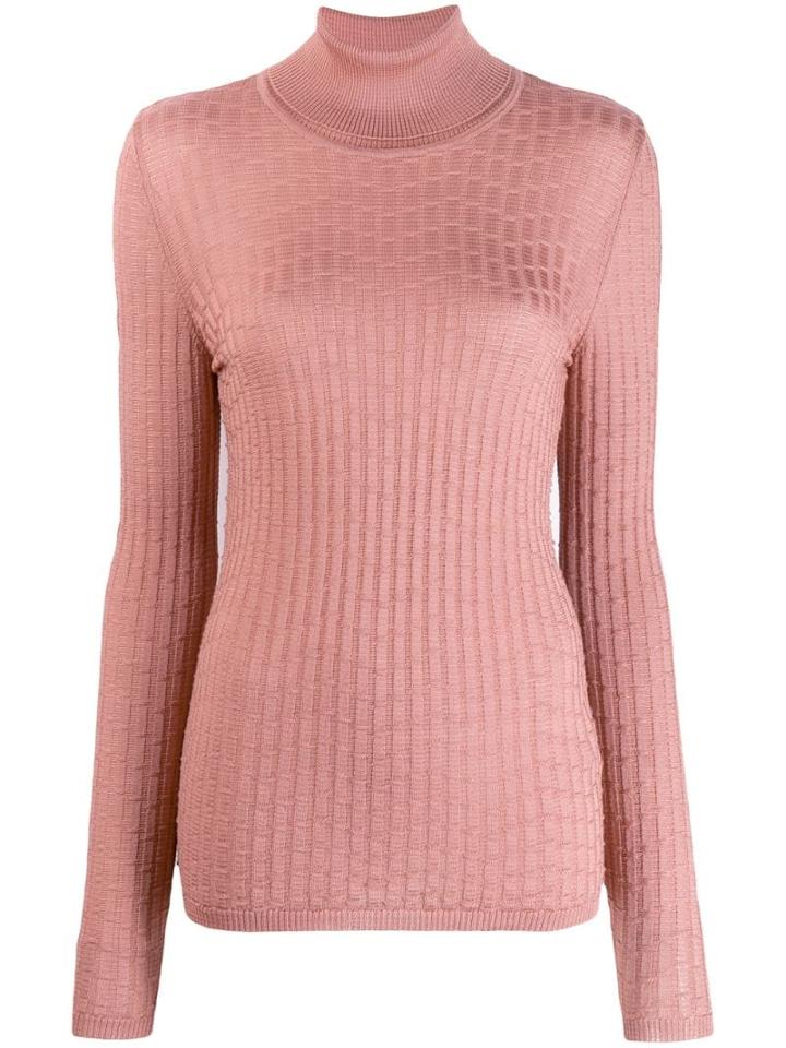 M Missoni Turtleneck Ribbed Knit Jumper - Pink