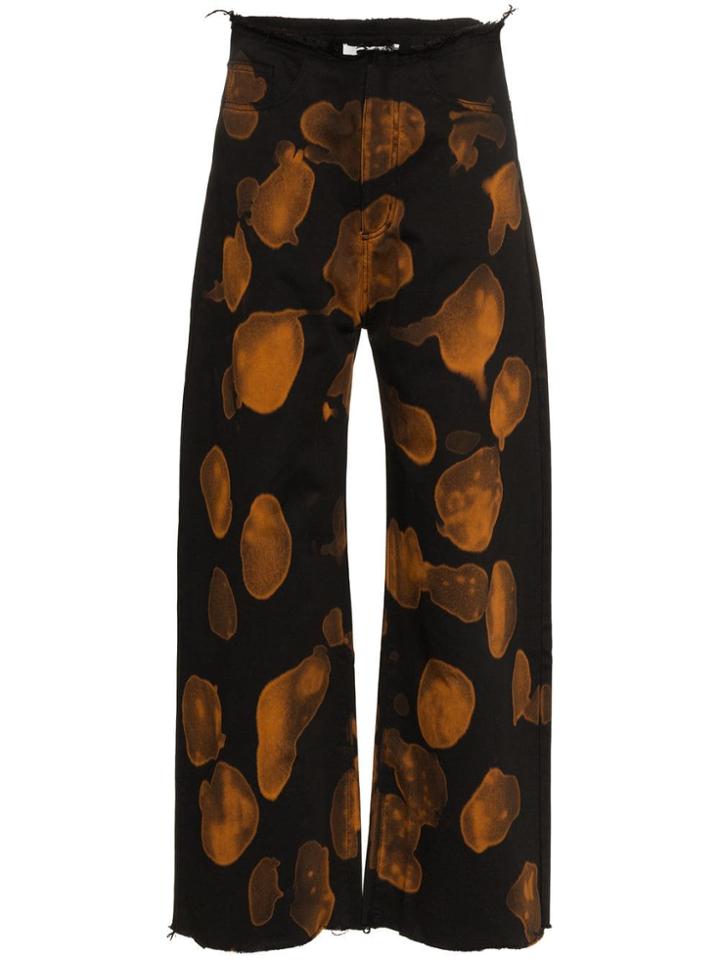 Marques'almeida Wide Leg Bleach Print Jeans - Black