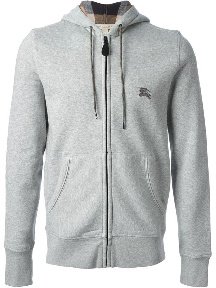 Burberry Zipped Hoodie, Men's, Size: Small, Grey, Cotton/polyester