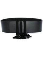 Saint Laurent Tasseled Waist Belt, Women's, Size: 85, Black, Leather