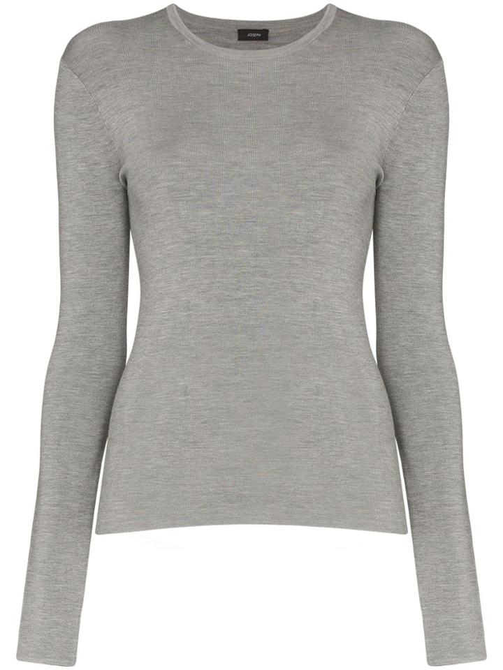 Joseph Stretch-knit Long-sleeve Top - Grey