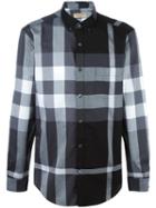 Burberry Checked Shirt, Men's, Size: Large, Black, Cotton