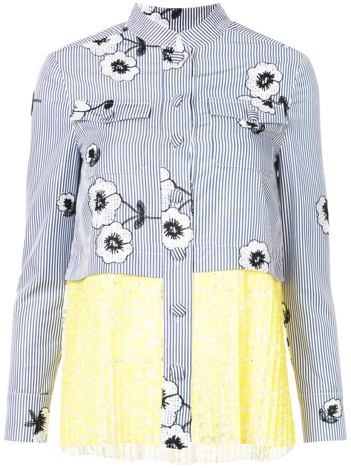 Huishan Zhang Pleated Floral Shirt - Blue