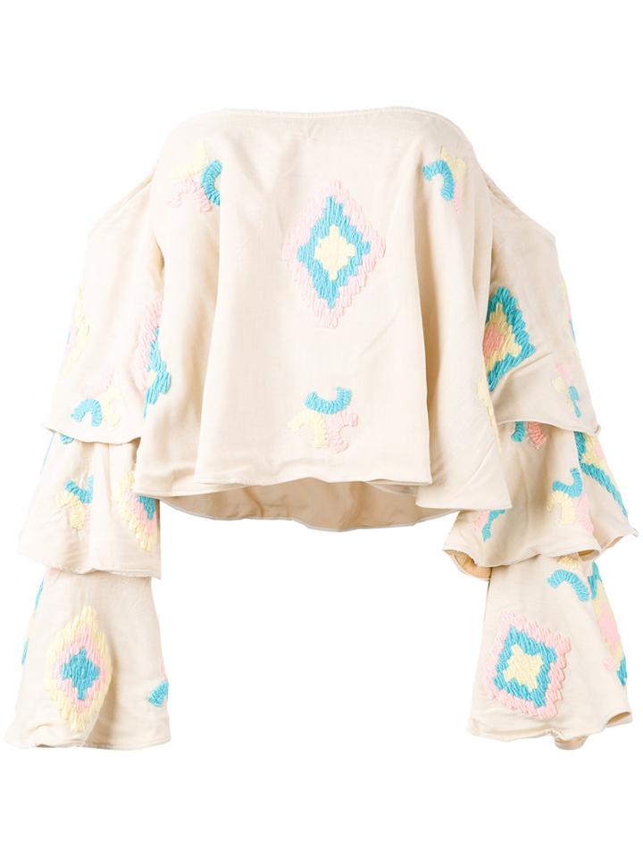 All Things Mochi The Izza Blouse, Women's, Size: Medium, Nude/neutrals, Silk/cotton