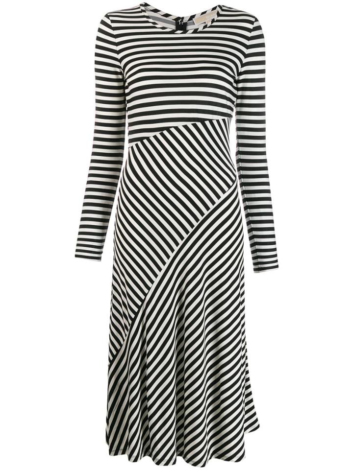 Michael Michael Kors Stripe Panelled Midi Dress - Black