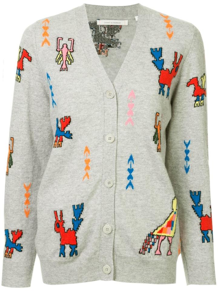 Chinti & Parker Aztec Tattoo Cardigan - Grey