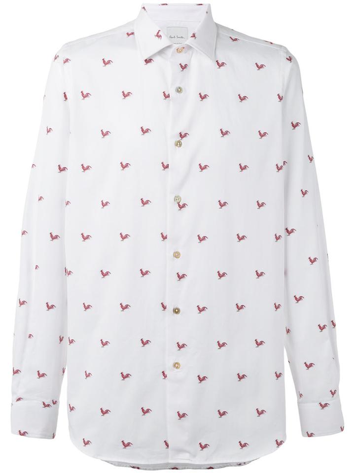 Paul Smith Rooster Print Shirt, Men's, Size: 15, White, Cotton