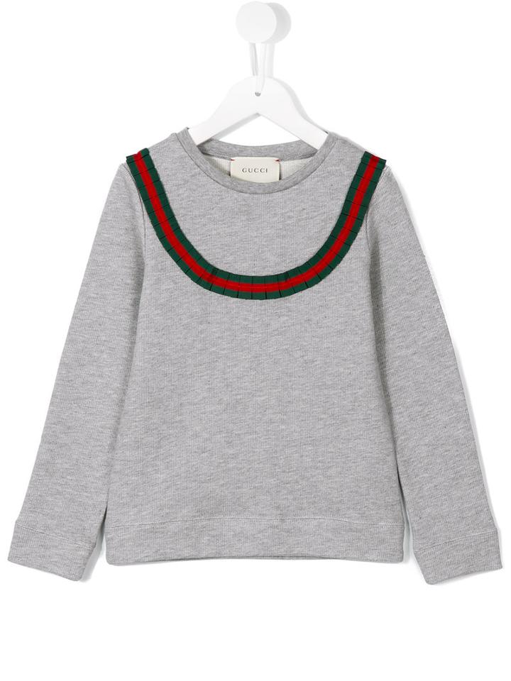 Gucci Kids Sweatshirt With Web, Girl's, Size: 12 Yrs, Grey