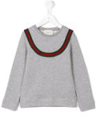 Gucci Kids Sweatshirt With Web, Girl's, Size: 12 Yrs, Grey