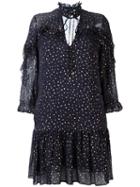 Just Cavalli Gold-tone Polka Dots Dress, Women's, Size: 44, Blue, Silk/viscose