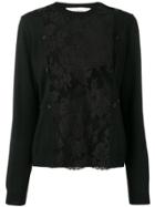 Ports 1961 Floral Sheer Panel Cardigan - Black