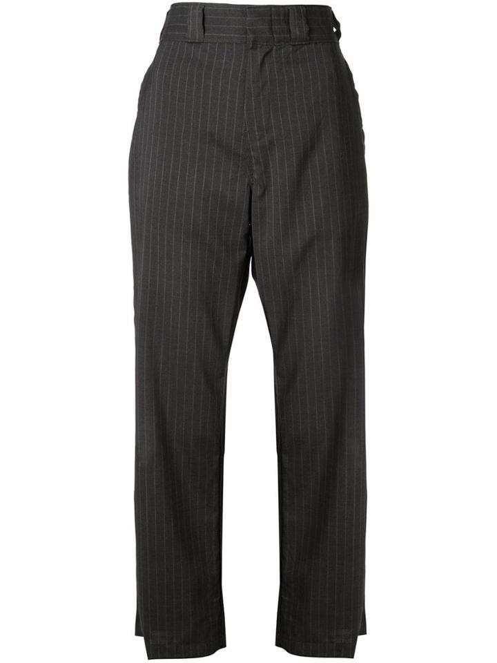 R13 Cropped Pinstripe Trousers - Grey