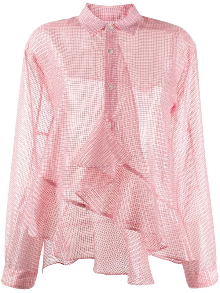 Julien David Checkered Ruffle Trim Shirt