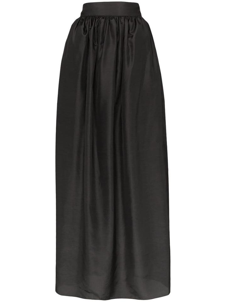 Michael Lo Sordo High-waisted Gathered Silk Satin Full Skirt - Black