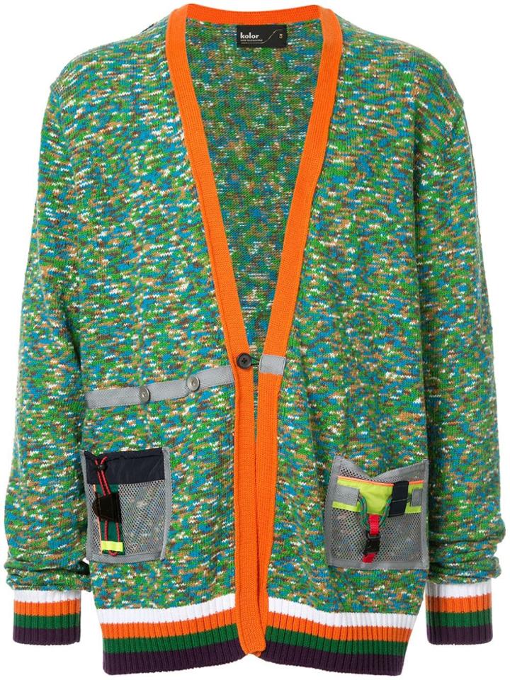 Kolor Contrast Trim Cardigan - Green