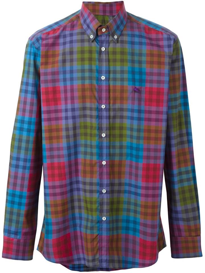 Etro Plaid Shirt, Men's, Size: 41, Cotton