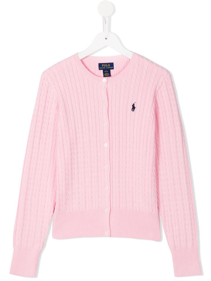 Ralph Lauren Kids Ribbed Cardigan, Girl's, Size: 16 Yrs, Pink/purple