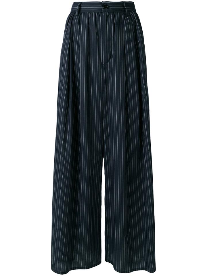 Mm6 Maison Margiela Striped Wide Leg Trousers - Blue